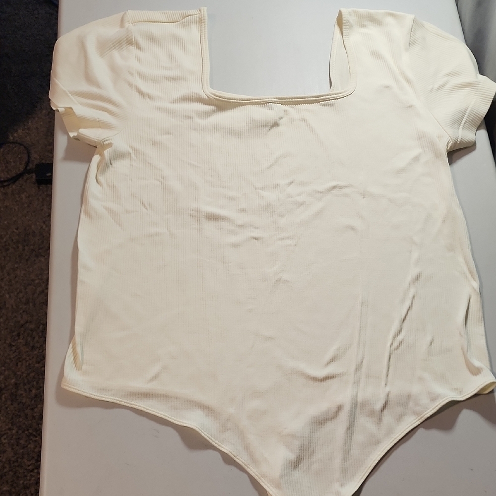 SO Women's Cream 3XL Bodysuit with Square Neck